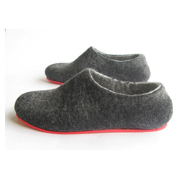 Mens Felt Slippers Red Sole