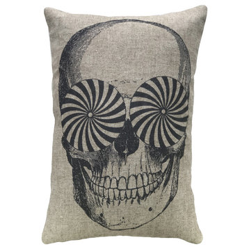 Skull Linen Pillow, 18"x12"