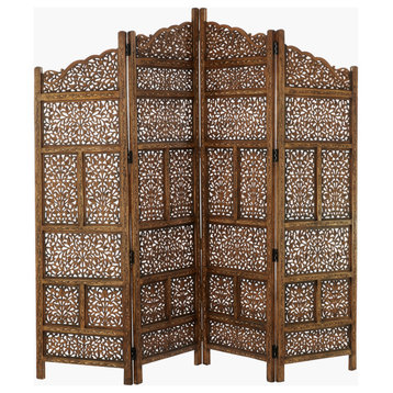 Traditional Brown Wooden Room Divider Screen 34006