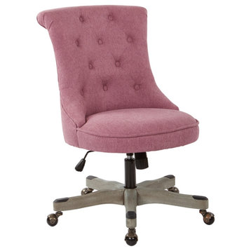 Hannah Tufted Office Chair in Orchid Purple Fabric with Gray Wood Base