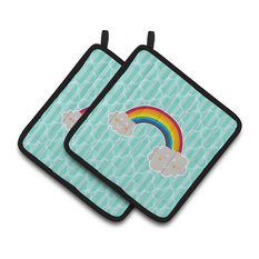 Rainbow In Clouds Pot Holders, Set of 2