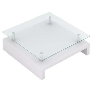 vidaXL Coffee Table End Table Accent Sofa Table with Glass Tabletop White