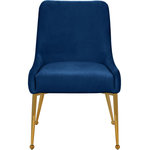 Meridian Furniture - The Ace Dining Chair, Navy and Gold, Pleated Velvet, Set of 2 - Elegant and eye-catching, the stunning Navy Velvet Ace Dining Chair from Meridian Furniture is the perfect addition to any space.