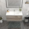 BTO 42" Wall Mounted Bath Vanity With Reinforced Acrylic Sink, Natural Wood