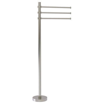 Towel Stand with 3 Pivoting 12" Arms, Satin Nickel