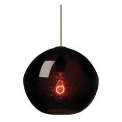 LBL Lighting - LBL Lighting Isla 1-Light Satin Nickel Pendant with Brown Shade - Pendant Lighting