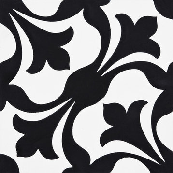 8"x8" Sefrou Handmade Cement Tile, Black/White , Set of 12