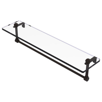 22" Glass Vanity Shelf with Integrated Towel Bar, Oil Rubbed Bronze