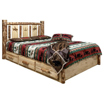 Montana Woodworks Glacier Country 91" Unique Wood King Platform Bed in Brown
