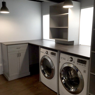 Boring to Beautiful: Basement Laundry gets a Custom Storage Makeover
