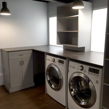 Boring to Beautiful: Basement Laundry gets a Custom Storage Makeover