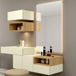 Dressing Table Custom Storage in Alabster White & Lugano by Inspired Elements - Dressing Tables