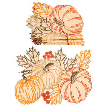 Pumpkin Party Embroidered Cutwork 14 by 20-Inch Placemats, Set of 4