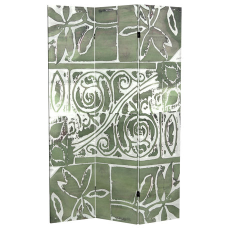 6' Tall Double Sided Green Oliva Canvas Room Divider