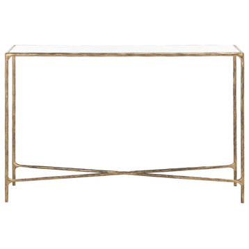 Safavieh Couture Jessa Forged Metal Rectangle Console Table, Brass/White