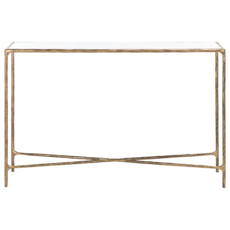 Safavieh Couture Jessa Forged Metal Rectangle Console Table, Brass/White