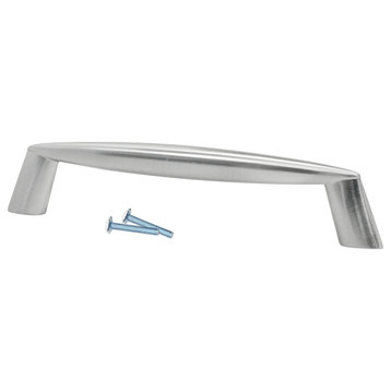 Modern Slanted Style 5-1/32" Centers Brushed Nickel Cabinet Pull Handle