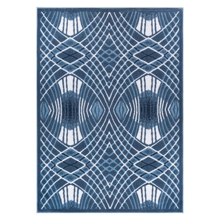 Well Woven Dulcet Cool Runnings Modern Geo Lines Blue Area Rug, 5' x 7 ...