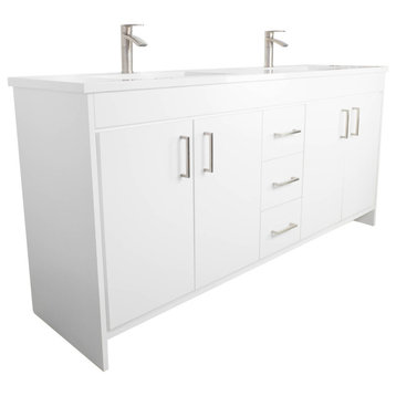 Olivia 72" Double Sink Freestanding Bathroom Vanity Set, White