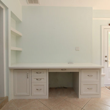 Custom Mission Built-In Desk with a Shaker Base Cabinet Door and Drawers