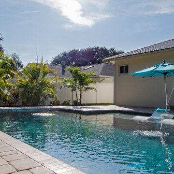 Modern Pool with Advanced LED Lighting and Water Features