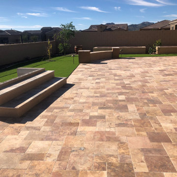 Travertine and Artificial Grass