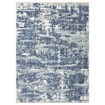 Modern, One-of-a-Kind Hand-Knotted Area Rug Gray, 9' 1" x 12' 2"