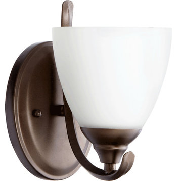 QUORUM 5508-1-86 Powell 1-Light Wall Mount, Oiled Bronze with Satin Opal