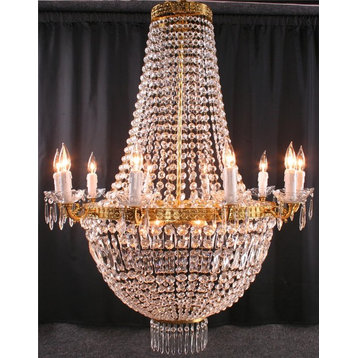 Consigned Italian Cut Glass Empire Napoleon Style Basket 11 Arm Chand
