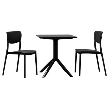 Lucy Outdoor Bistro 3-Piece Set With 24" Table Top Black