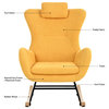 Modern Rocking Chair Cashmere Fabric Suitable for Living Room, Yellow