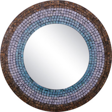 Southwestern Mother of Pearl Framed Mirror, 30"X30"