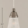 Cord Mini Pendant, Brushed Nickel/Fluted Frosted Crystal
