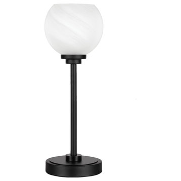 Luna Accent Lamp, Matte Black Finish, 5.75" White Marble Glass