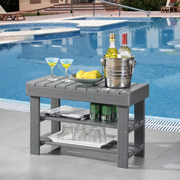 Outdoor Side Table Patio Table Adirondack End Table, Waterproof, Gray