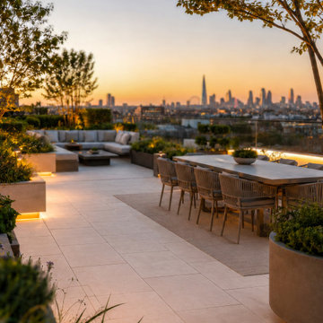 Luxury London Roof Garden with Skyline Views and Contemporary Planting