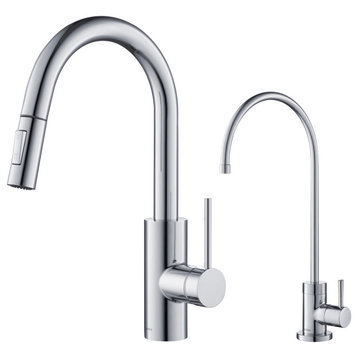 Oletto Pull-Down 1-Hole Kitchen Faucet, Chrome, Water Dispenser Ff-100