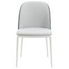 LeisureMod Tule Dining Chair With Upholstered Seat and White Steel Frame, Black/Platinum Blue