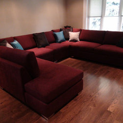 Custom Sectional Sof - Designer Fabric Red - Sofas