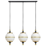 StyleCraft - Benedict Chandelier Black and Brass White Milk Glass - Elevate your living or dining room with the captivating benedict island light. Crafted from sleek metal and elegantly designed with milk glass globes, this stunning fixture brings a touch of sophistication to any transitional space. Perfect for creating a warm and inviting atmosphere, it's a beautiful addition to your foyer or family room.