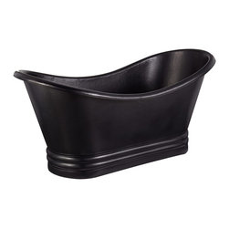 71" RAYE ANTIQUE BLACK HAMMERED COPPER DOUBLE-SLIPPER PEDESTAL TUB - Bathtubs