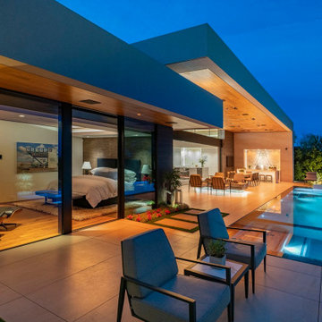 Bighorn Palm Desert modern architectural home luxury poolside bedroom