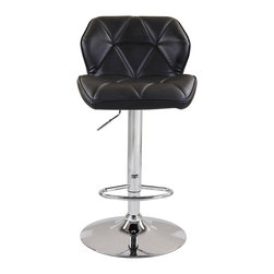 Modern Diamond Adjustable Bar Stool | Black (Set of 2) - Bar Stools And Counter Stools