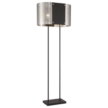 Noho 2-Light Floor Lamp, Brushed Nickel W/ Sand Coal
