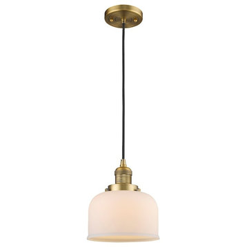 Innovations 1 Light Large Bell Mini Pendant in Brushed Brass, 201C-BB-G71