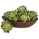 Nearly Natural - 5" Artichoke, Set of 6 - Create a unique centerpiece or vignette with the Faux Artichoke Set. Featuring a realistic design, each artichoke accents your space with natural beauty. Place them in a bowl or throughout a display for a personalized touch.