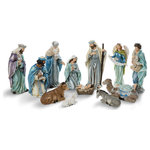 Glitzhome - 12-Piece Oversized Deluxe Blue Resin Nativity Figurine Set - The set of 12pcs oversized deluxe blue resin nativity figurine, it reflects the nativity of Jesus. This figurine set is made out of resin to recreate this great story. It is the perfect Christmas mantle decoration or shelf arrangement during the holidays. Nativity sets for Christmas indoor decorating provide a special touch and feel.