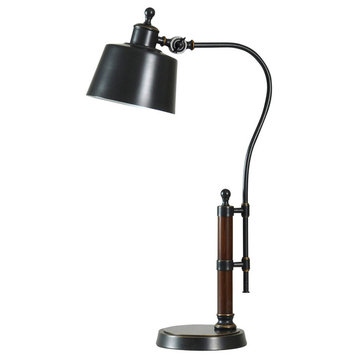 Wood and Metal Adjustable Pharmacy Design Table Lamp