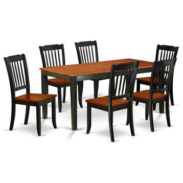 East West Furniture Nicoli 7-piece Wood Dining Room Set in Black/Cherry