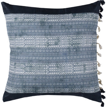 Linnet Pillow - Blue, Gray, 16x16